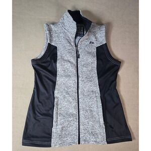 Powder River Outfitters Vest Women's L Gray Black Full Zip Sleeveless Pockets